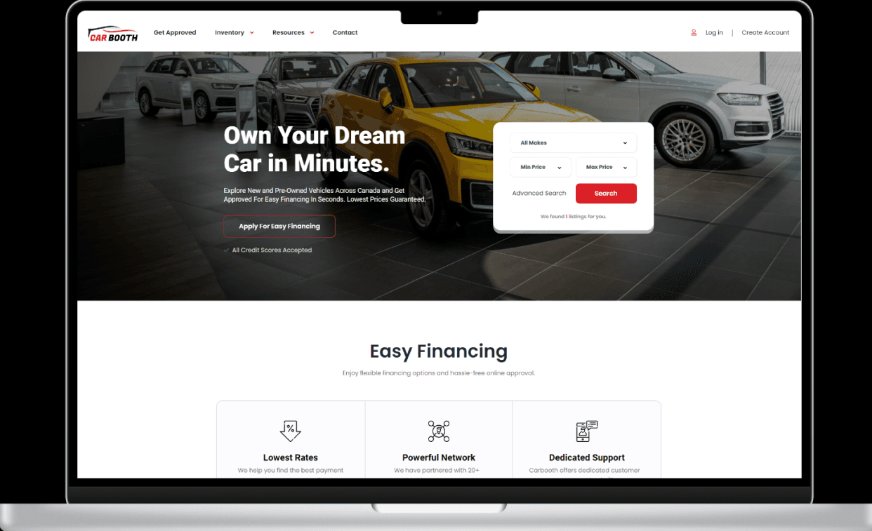 Carbooth website mockup